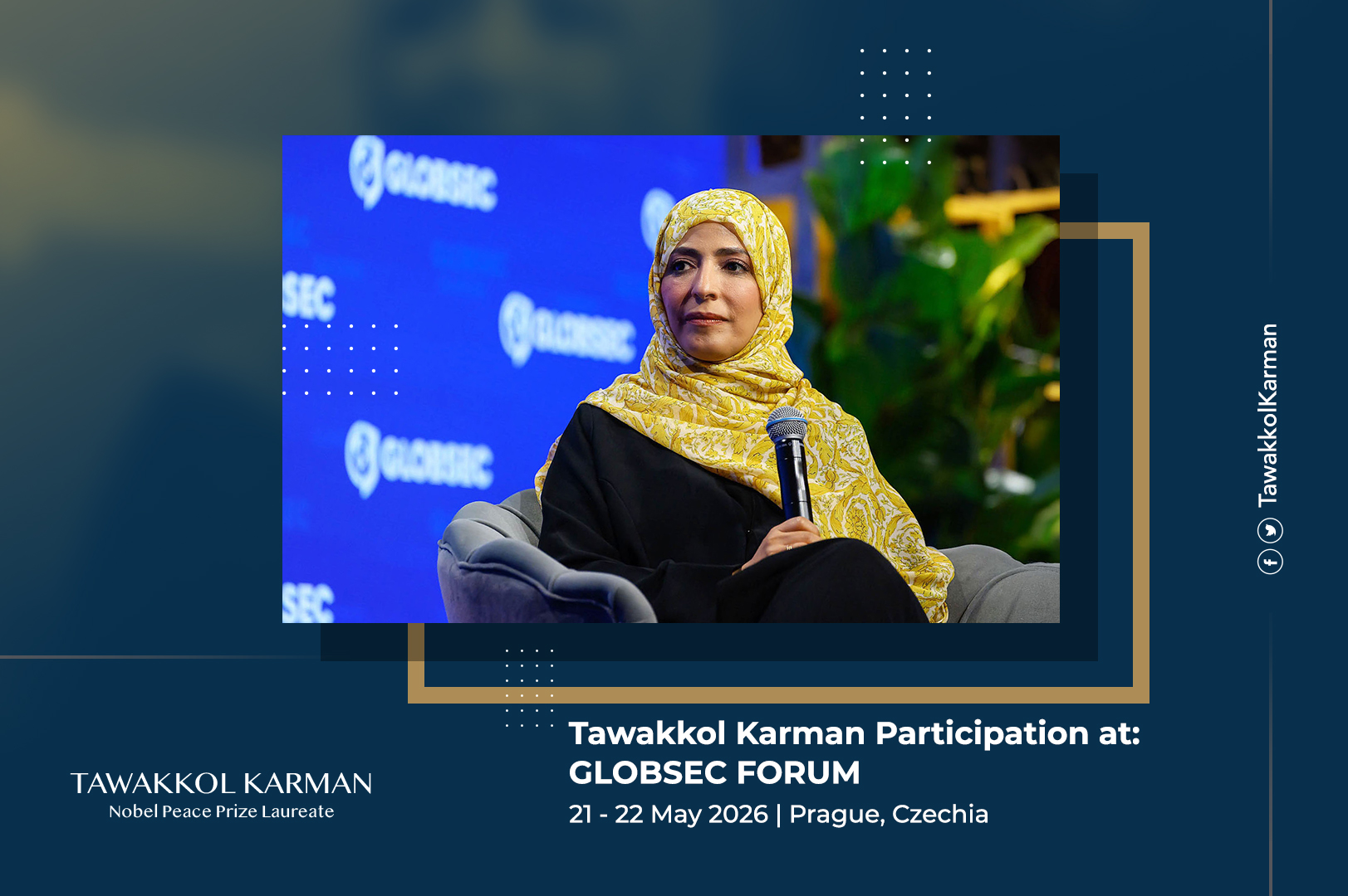 Tawakkol Karman participation at GLOBSEC FORUM, Prague, Czechia